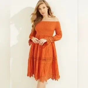 chinese dress ladies Show Me Romance Off-The-Shoulder Lace Midi Dress
